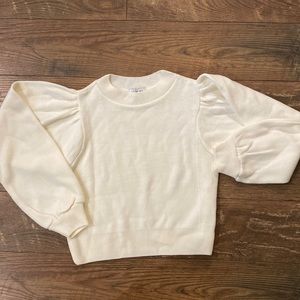Topshop puff sleeve cream sweater S/M